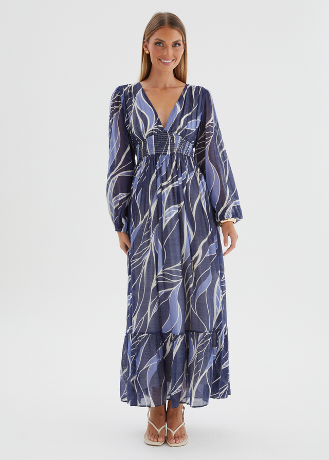 Skyline Maxi Dress - Navy Swirl