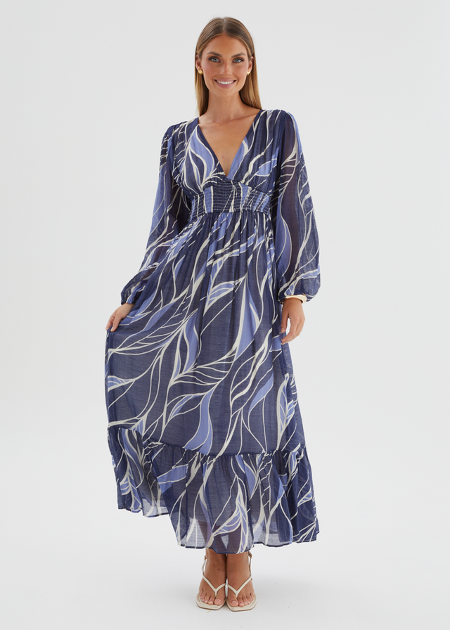 Skyline Maxi Dress - Navy Swirl