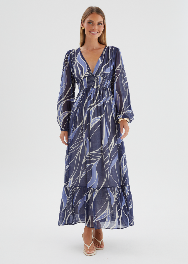 Skyline Maxi Dress - Navy Swirl