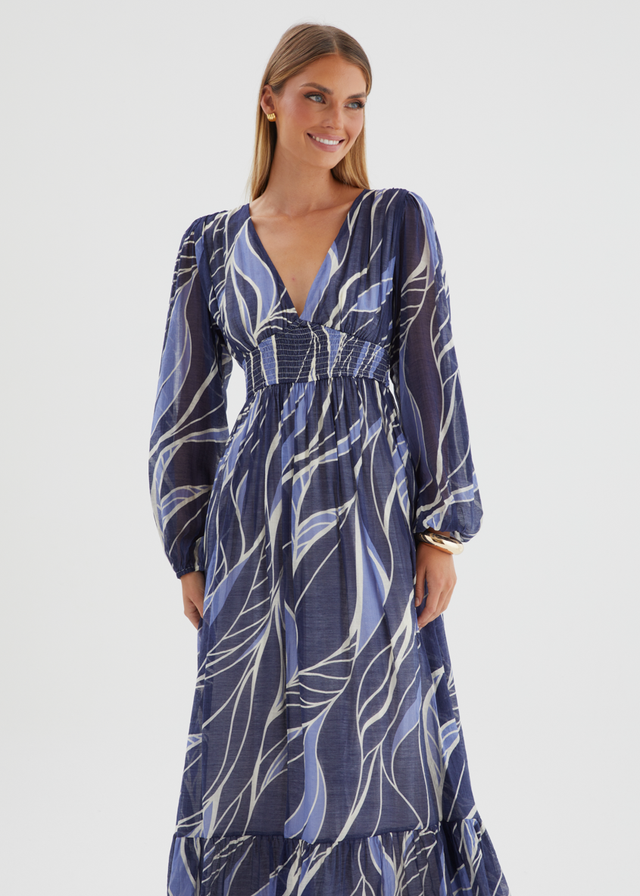 Skyline Maxi Dress - Navy Swirl