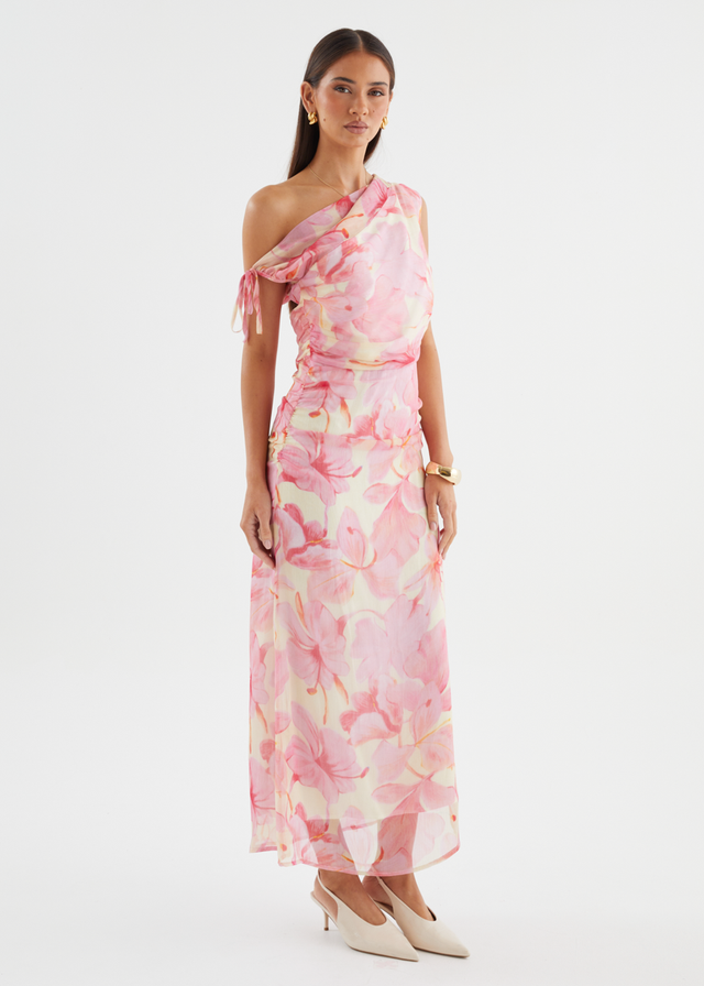 Indy Drop Shoulder Maxi Dress - Pink Flowers