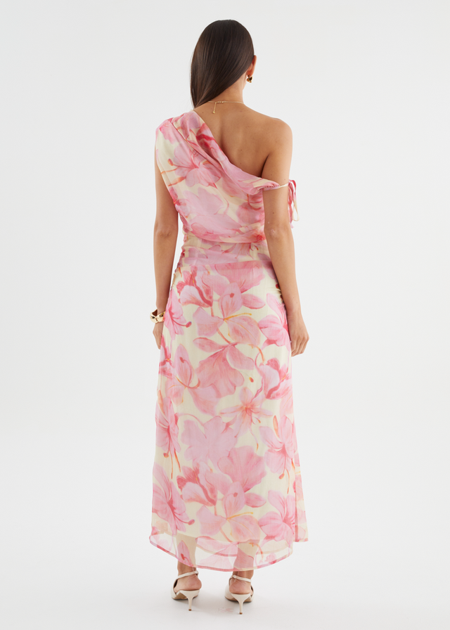 Indy Drop Shoulder Maxi Dress - Pink Flowers
