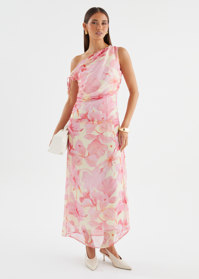 Indy Drop Shoulder Maxi Dress - Pink Flowers