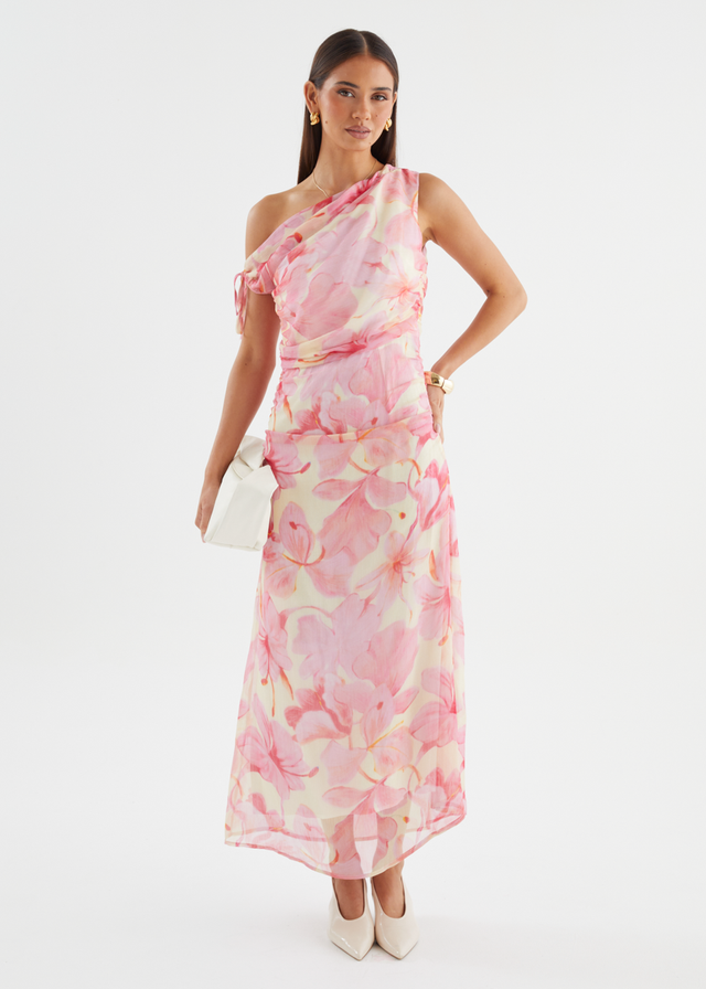 Indy Drop Shoulder Maxi Dress - Pink Flowers
