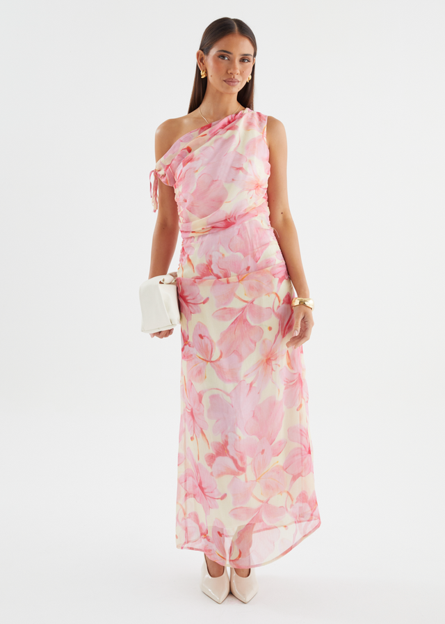 Indy Drop Shoulder Maxi Dress - Pink Flowers