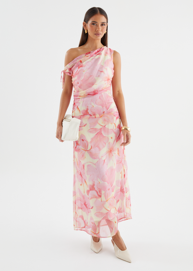 Indy Drop Shoulder Maxi Dress - Pink Flowers