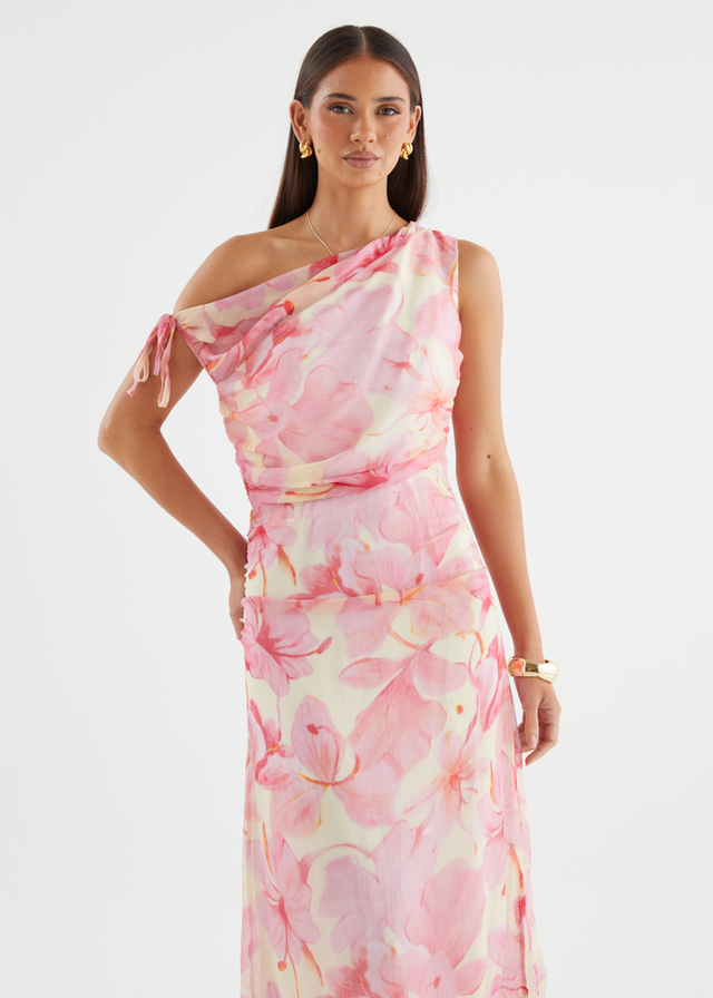 Indy Drop Shoulder Maxi Dress - Pink Flowers