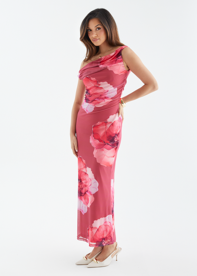 Georgiana Mesh Maxi Dress - Berry Bloom