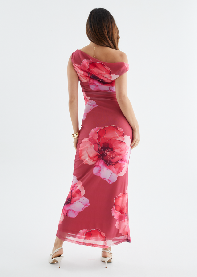 Georgiana Mesh Maxi Dress - Berry Bloom