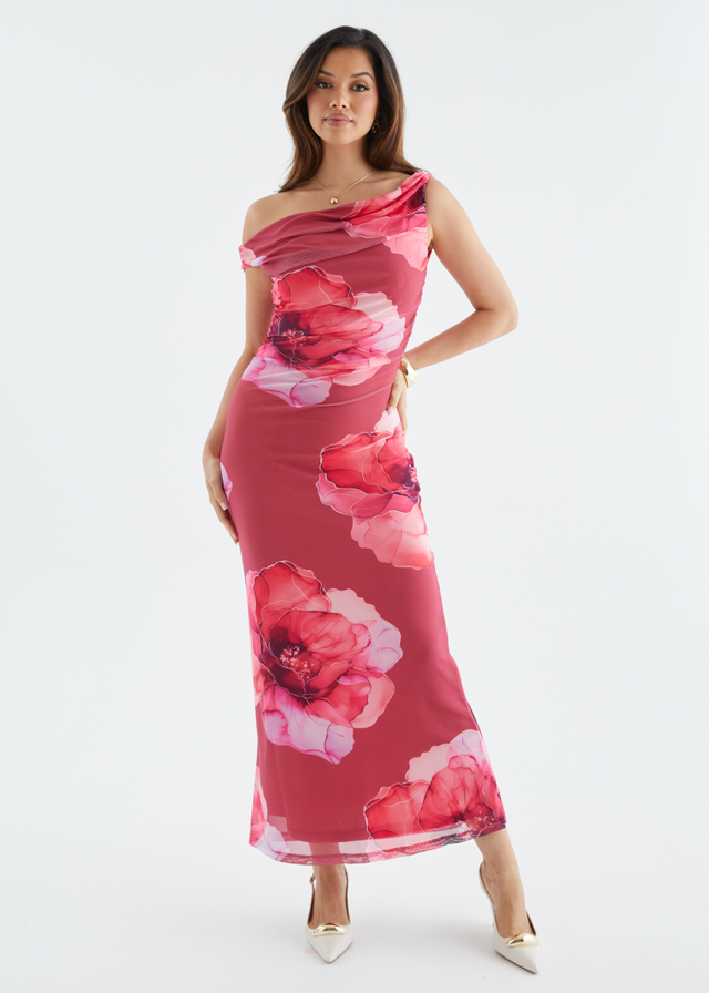 Georgiana Mesh Maxi Dress - Berry Bloom