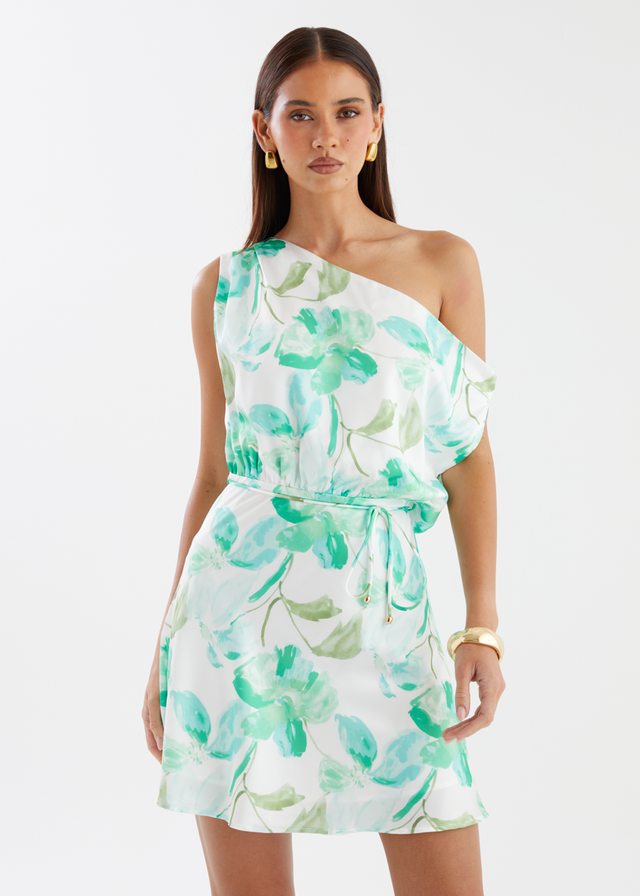 Delba Drop Shoulder Dress - Mint Floral
