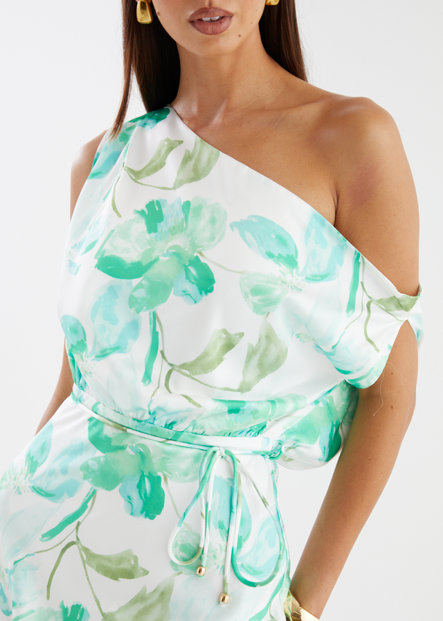 Delba Drop Shoulder Dress - Mint Floral
