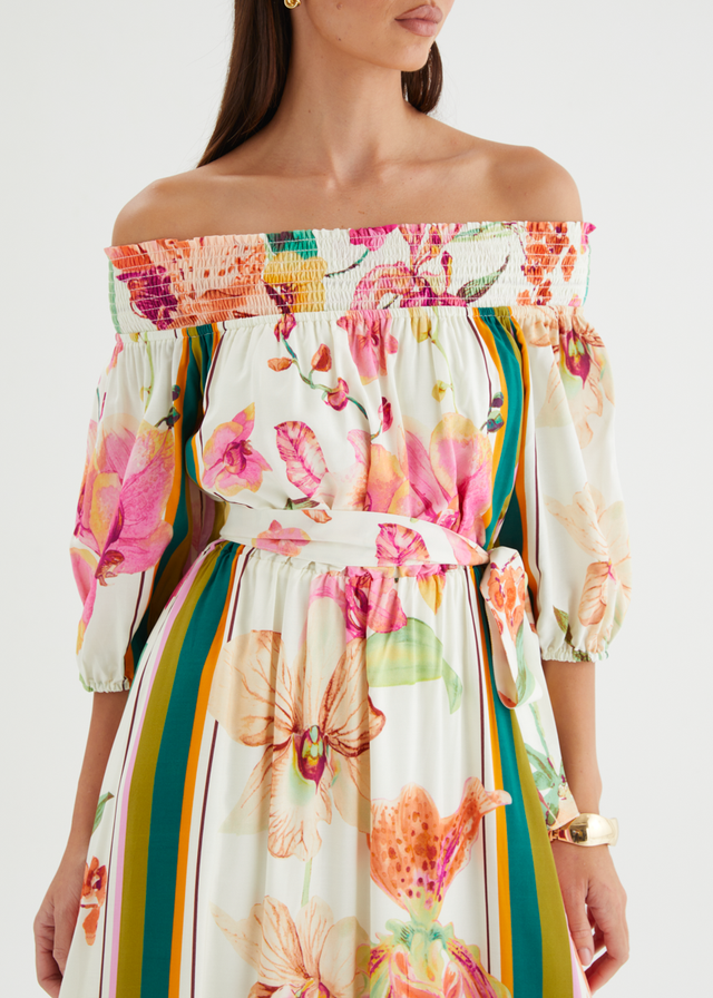 Oriel Off Shoulder Maxi Dress - Botanical Garden