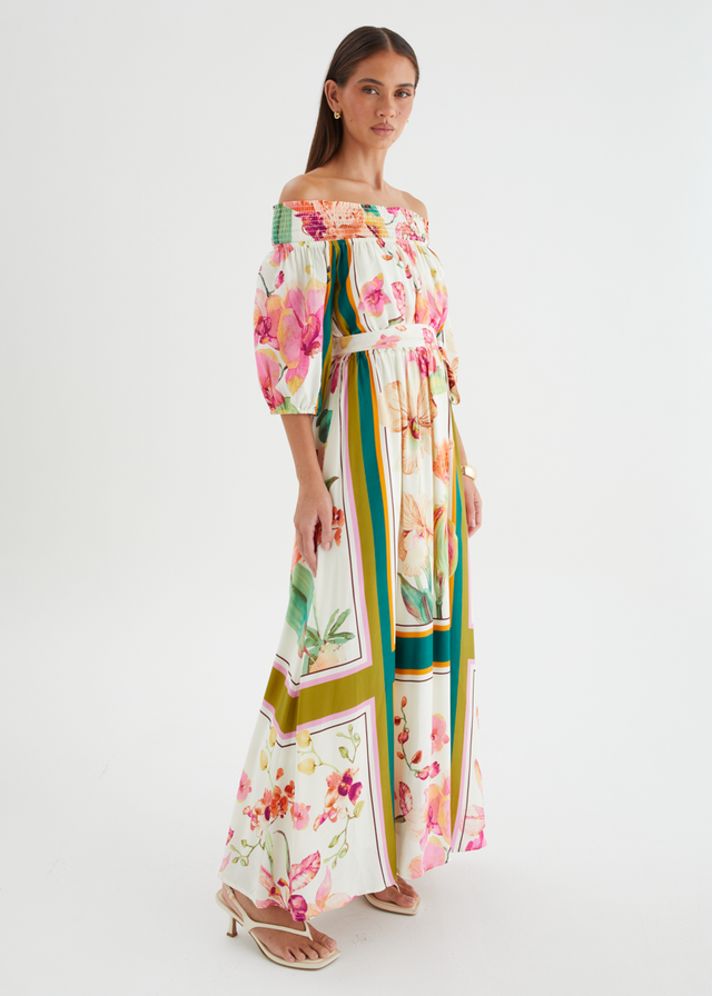 Oriel Off Shoulder Maxi Dress - Botanical Garden