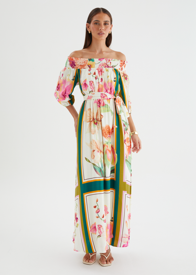 Oriel Off Shoulder Maxi Dress - Botanical Garden