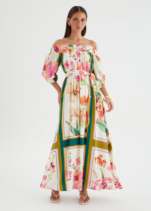 Oriel Off Shoulder Maxi Dress - Botanical Garden