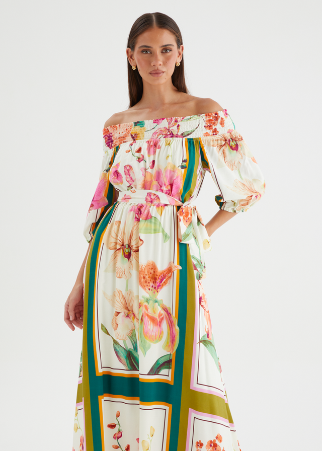 Oriel Off Shoulder Maxi Dress - Botanical Garden
