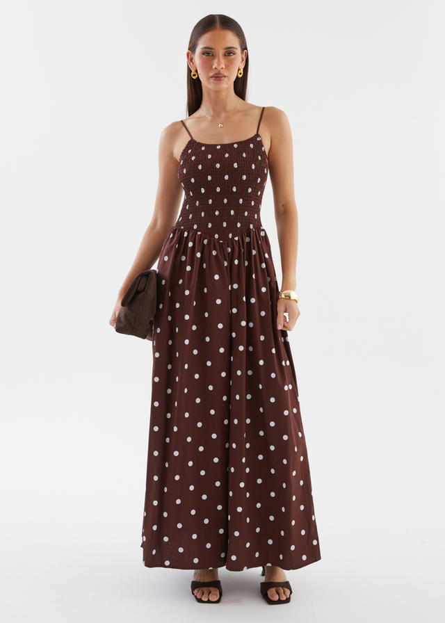 Larena Maxi Dress - Chocolate Polka