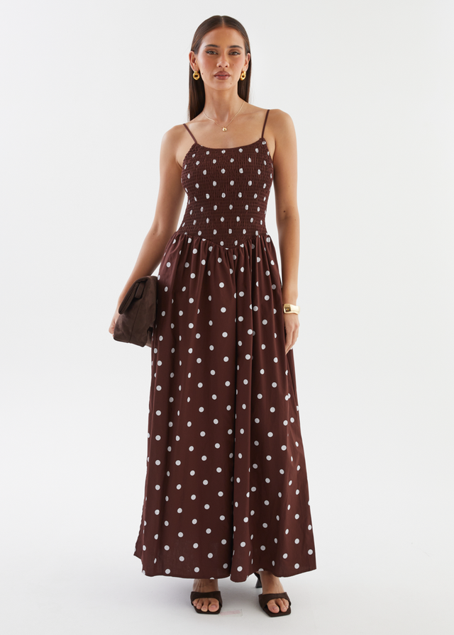 Larena Maxi Dress - Chocolate Polka