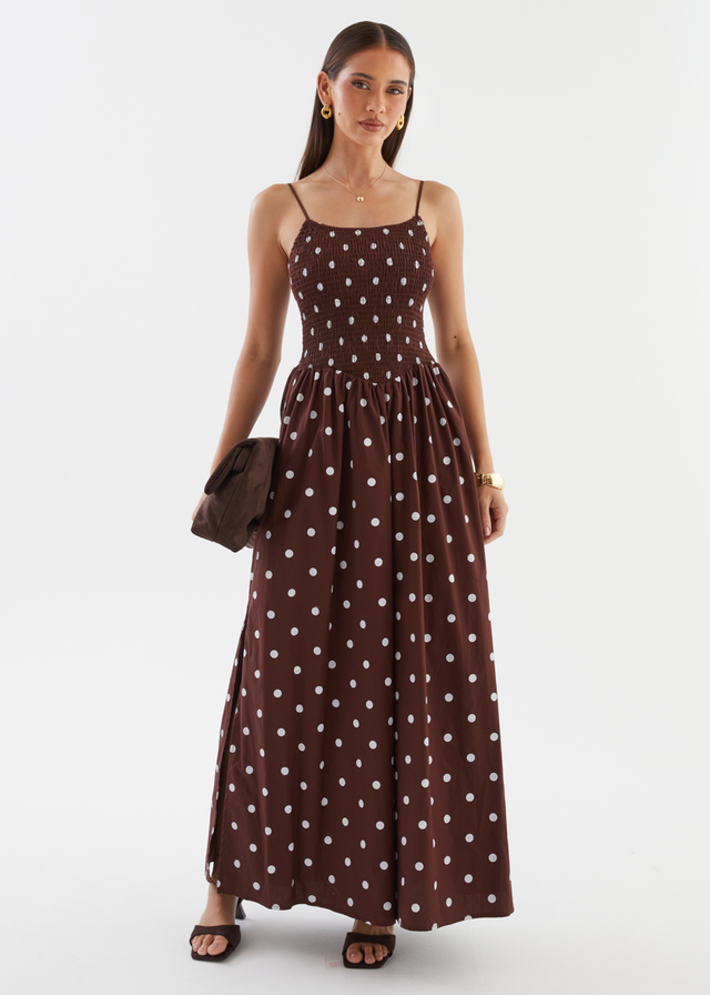Larena Maxi Dress - Chocolate Polka