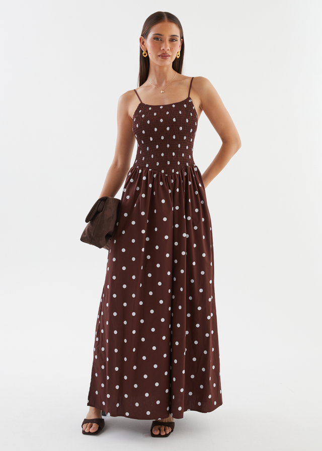 Larena Maxi Dress - Chocolate Polka