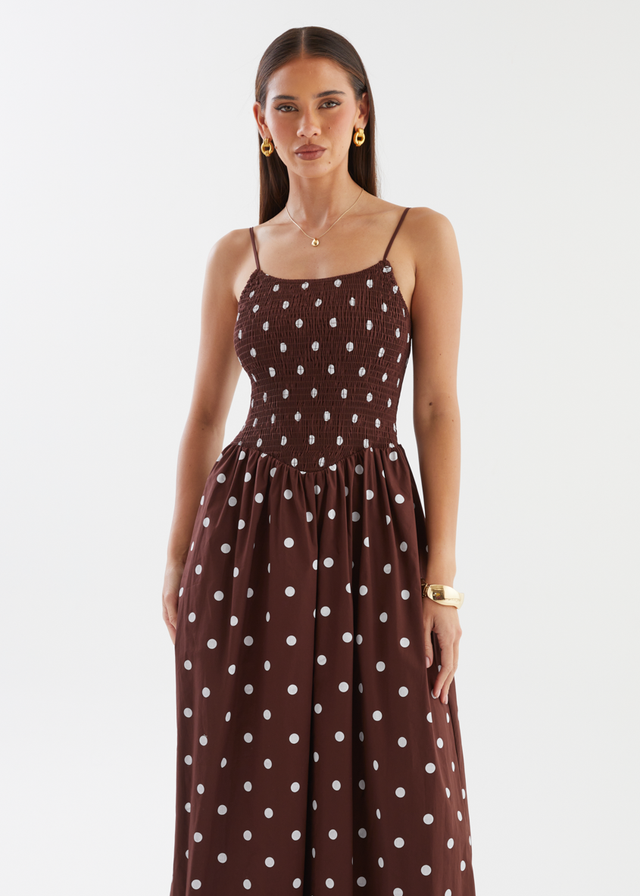 Larena Maxi Dress - Chocolate Polka