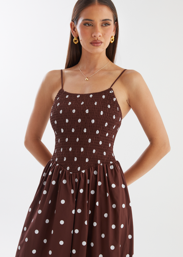 Larena Maxi Dress - Chocolate Polka