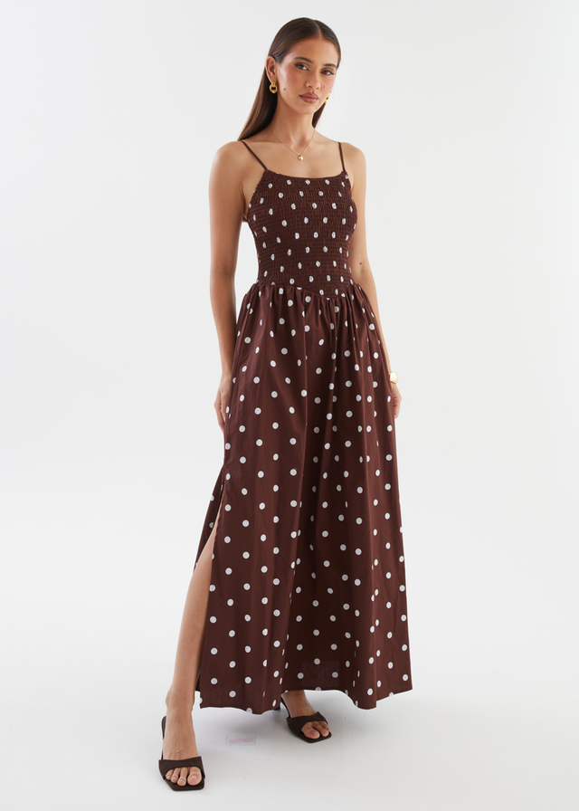Larena Maxi Dress - Chocolate Polka