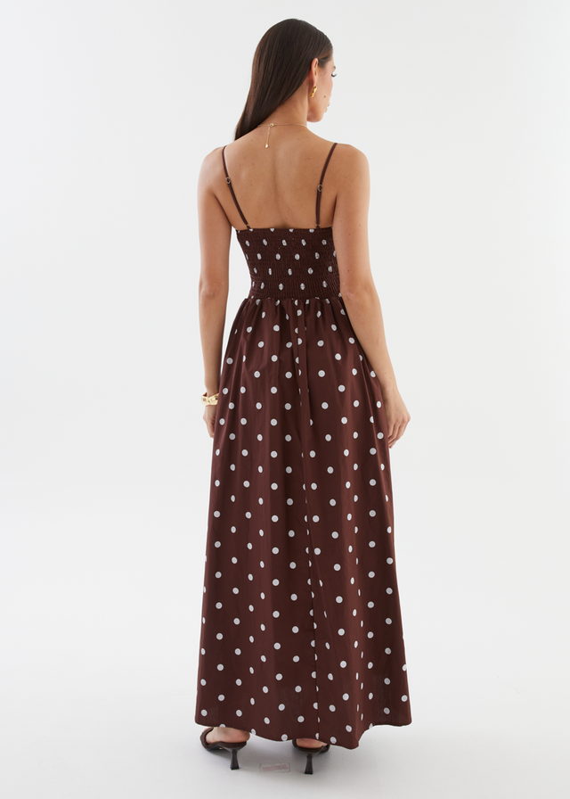 Larena Maxi Dress - Chocolate Polka
