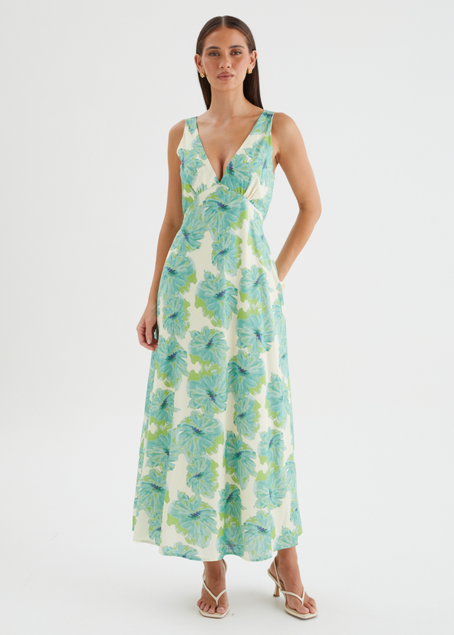 Julini Midi Dress - Jade Flowers