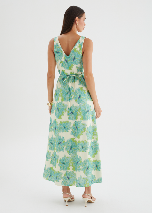 Julini Midi Dress - Jade Flowers