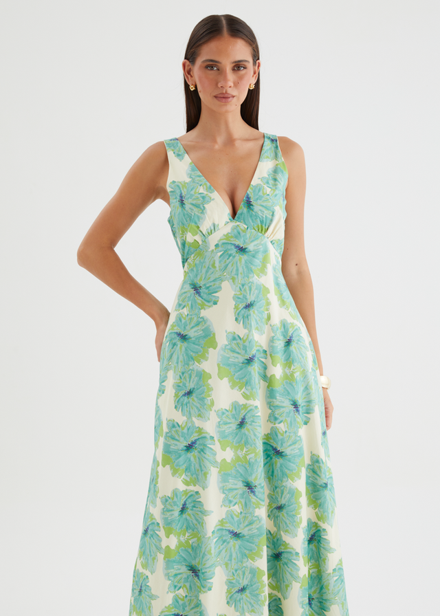 Julini Midi Dress - Jade Flowers