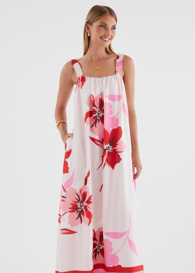 Linette Maxi Dress - Strawberry Bloom