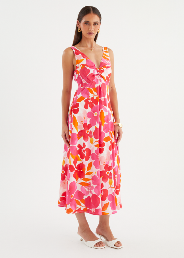 Alisina Midi Dress - Pink Flowers