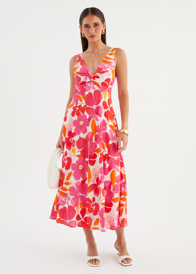 Alisina Midi Dress - Pink Flowers