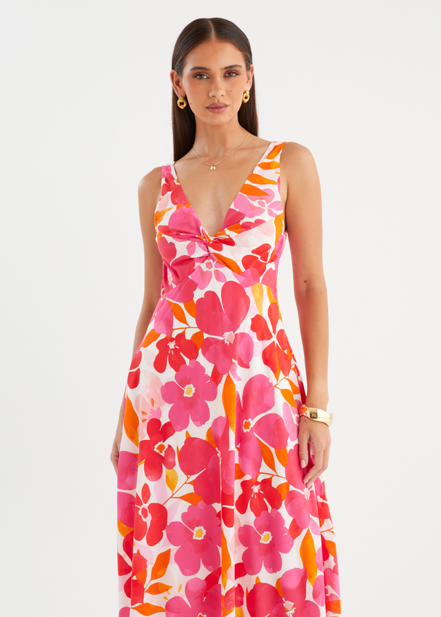Alisina Midi Dress - Pink Flowers