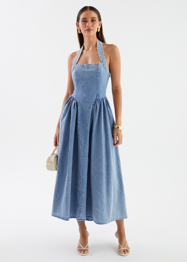 Harleen Halter Midi Dress - Blue Wash