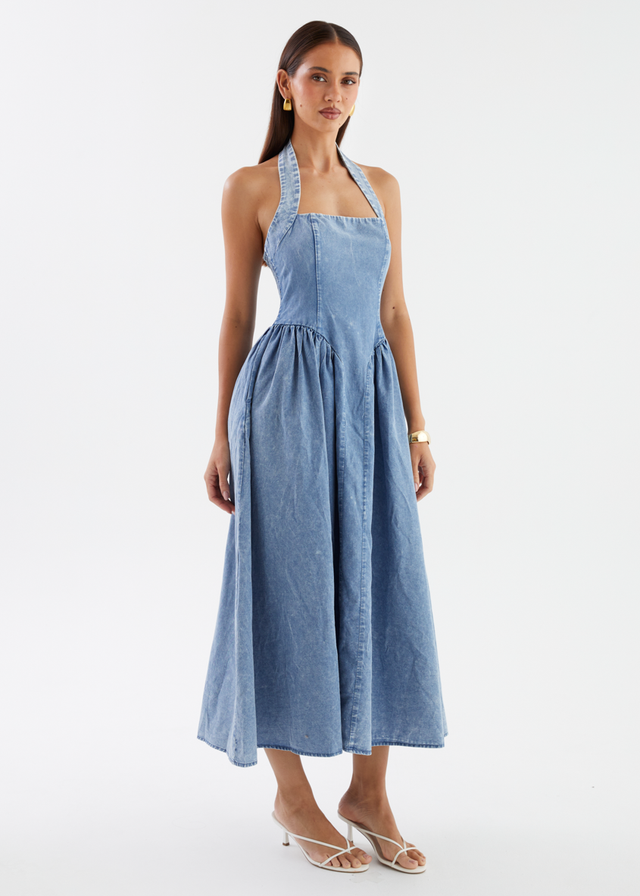 Harleen Halter Midi Dress - Blue Wash