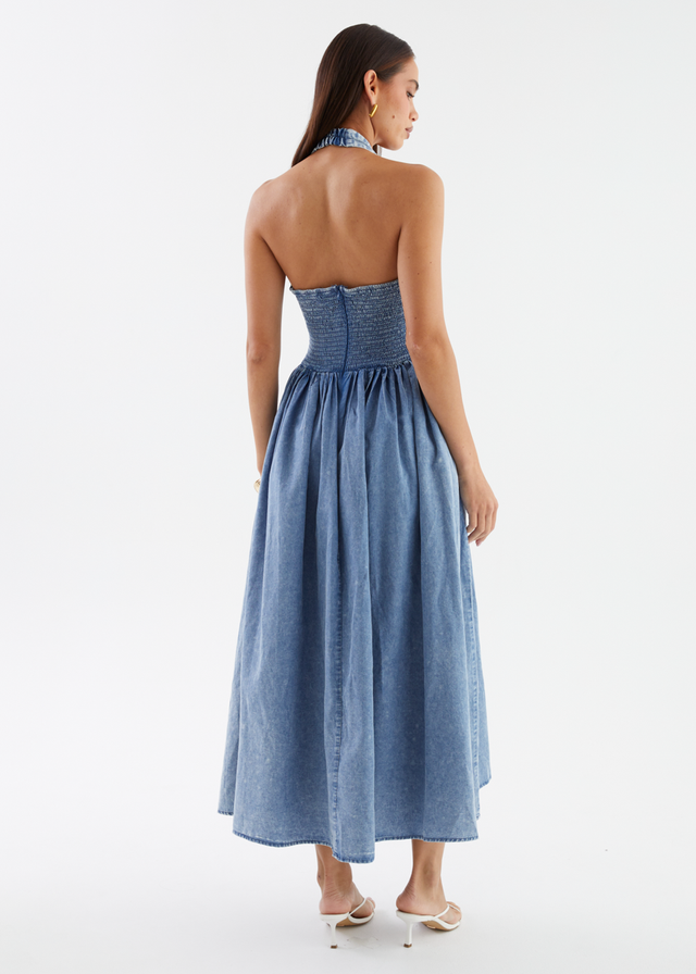 Harleen Halter Midi Dress - Blue Wash