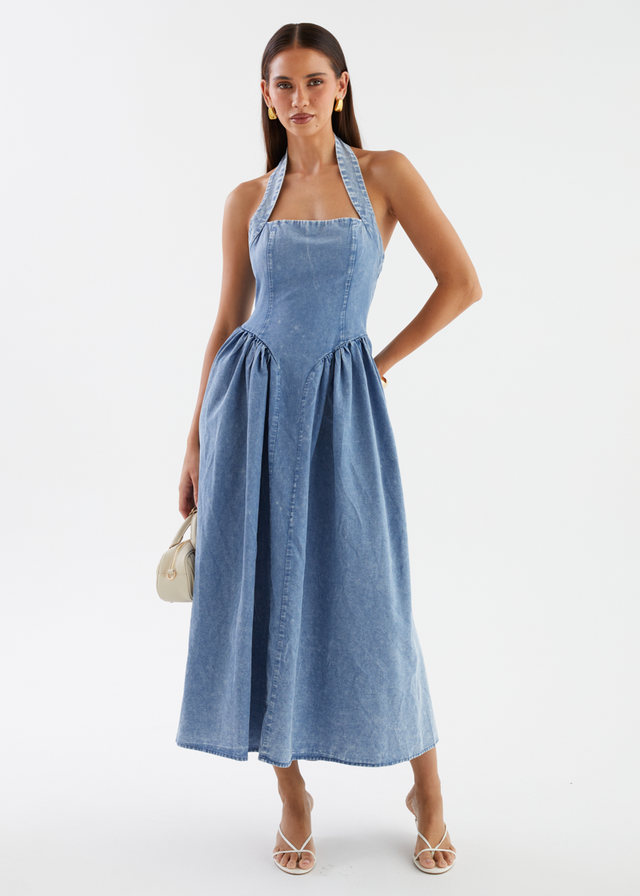 Harleen Halter Midi Dress - Blue Wash