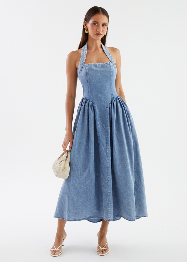 Harleen Halter Midi Dress - Blue Wash