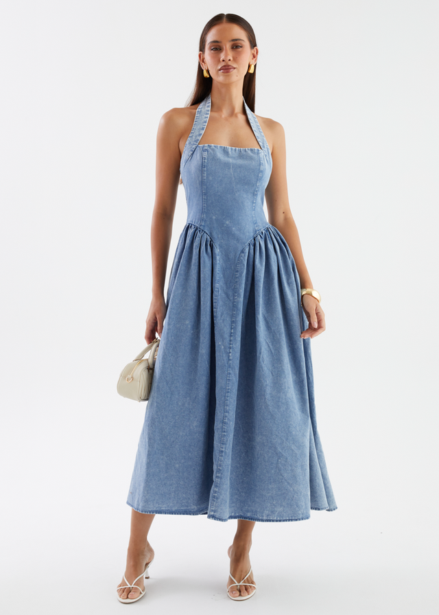 Harleen Halter Midi Dress - Blue Wash