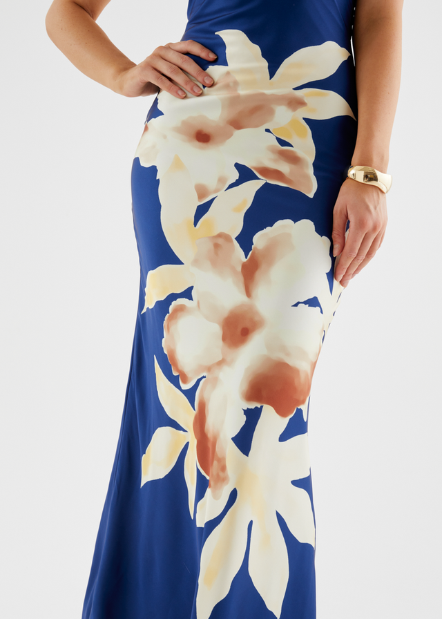 Neisha Halter Maxi Dress - Navy Floral