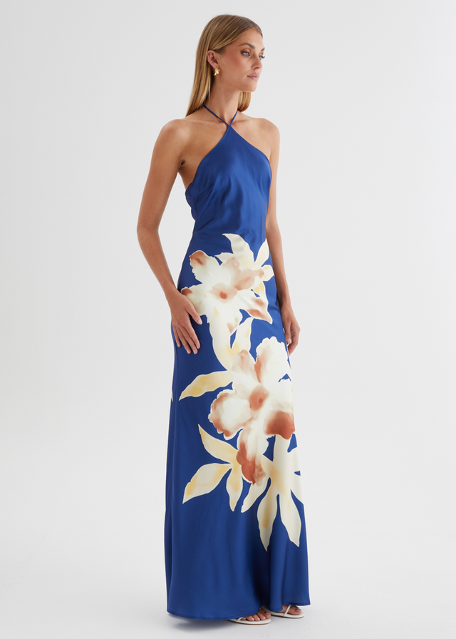 Neisha Halter Maxi Dress - Navy Floral