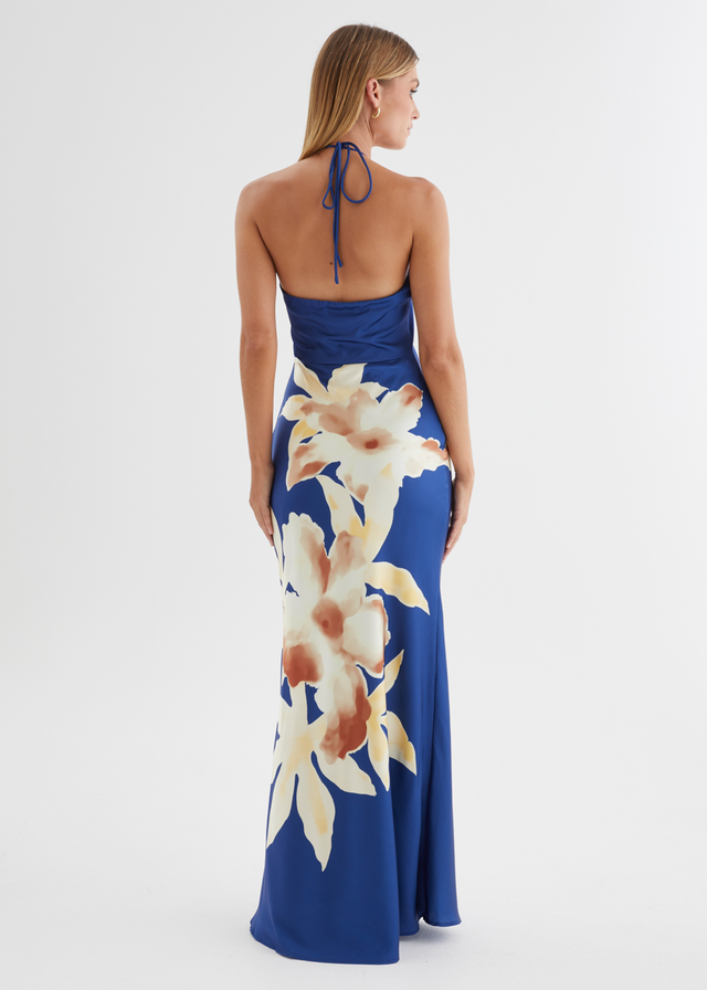 Neisha Halter Maxi Dress - Navy Floral