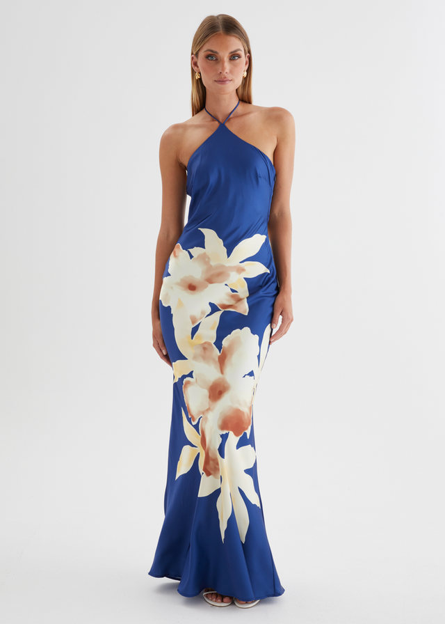 Neisha Halter Maxi Dress - Navy Floral