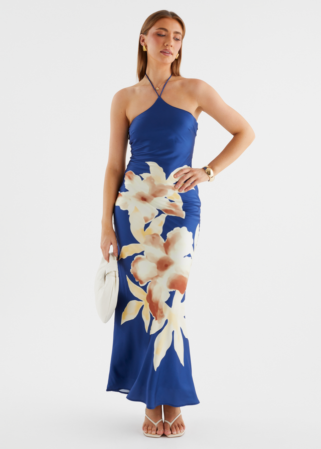 Neisha Halter Maxi Dress - Navy Floral