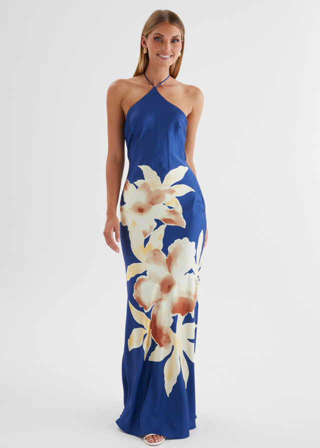 Neisha Halter Maxi Dress - Navy Floral