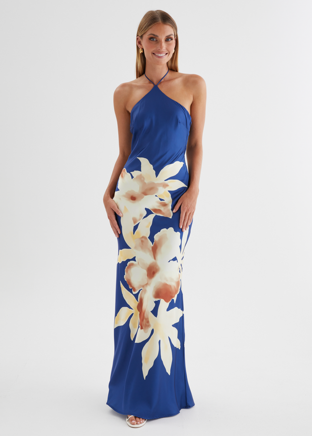 Neisha Halter Maxi Dress - Navy Floral