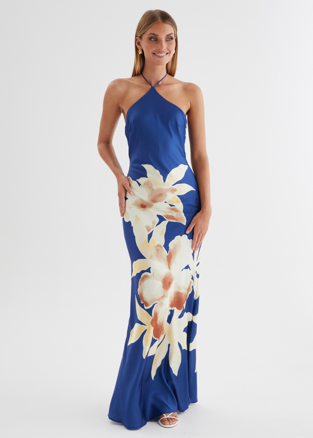 Neisha Halter Maxi Dress - Navy Floral